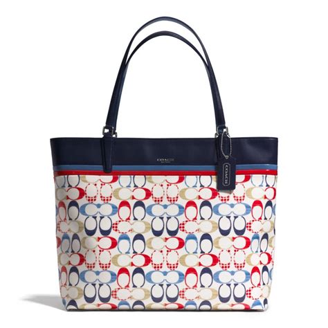 coach factory blue canvas tote